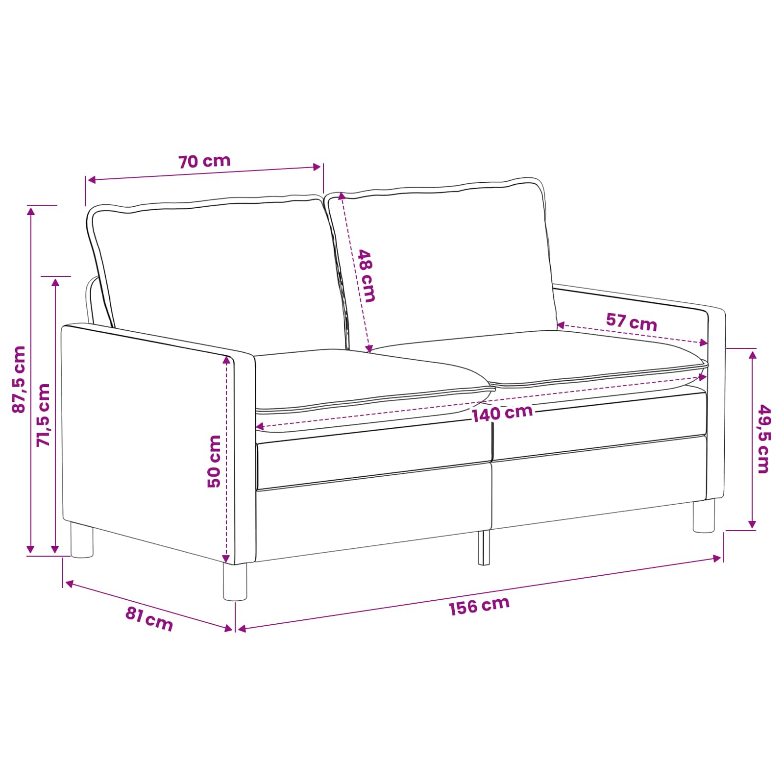 Bankstel 2 pcs Crèmekleurig Polyester