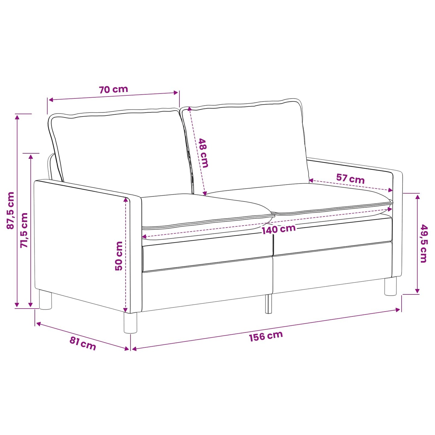 Bankstel 2 pcs Beige Polyester