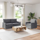 Sofa Set 2 pcs Dark Grey Polyester