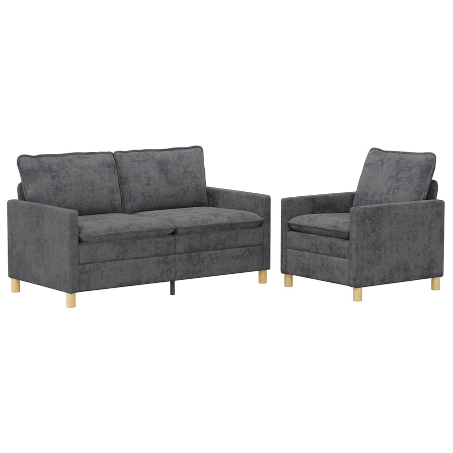 Bankstel 2 pcs Donkergrijs Polyester