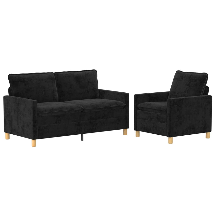 Bankstel 2 pcs Zwart Polyester
