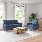 Sofa 2 pcs Blue Polyester