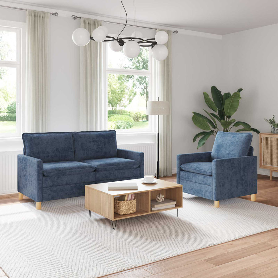 Bankstel 2 pcs Blauw Polyester