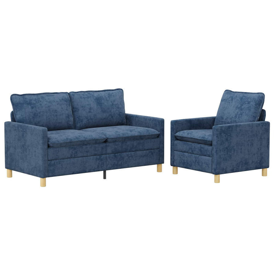 Bankstel 2 pcs Blauw Polyester