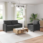Bankstel 2-zits en 1-zits donkergrijs polyester