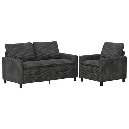 Bankstel 2 pcs Donkergrijs Polyester