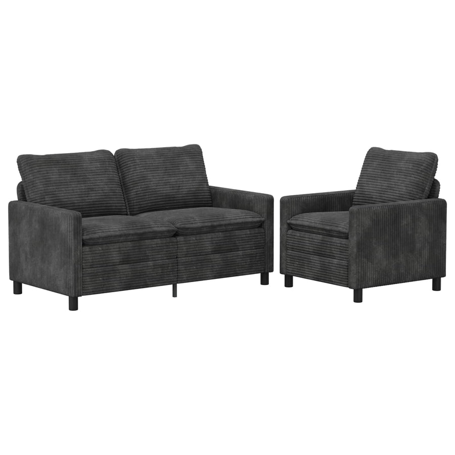 Bankstel 2 pcs Donkergrijs Polyester