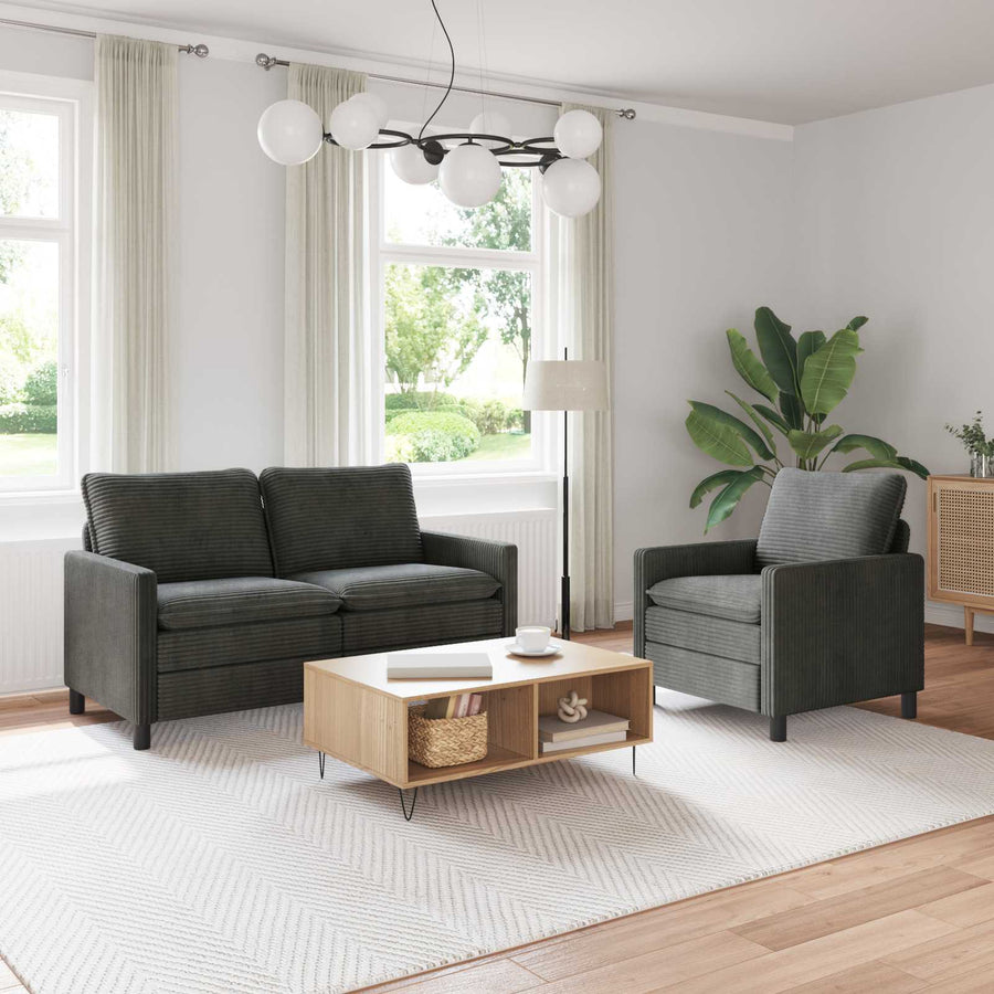 Bankstel 2 pcs Antracietkleurig Polyester
