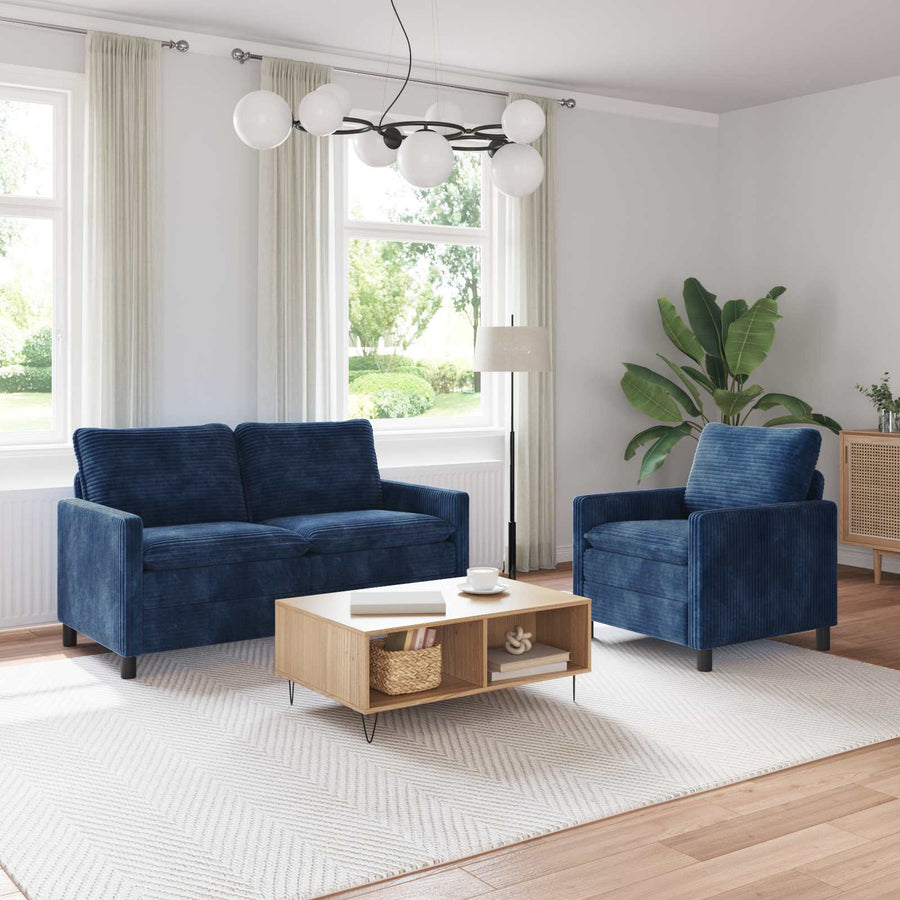 Bankstel 2 pcs Marineblauw Polyester