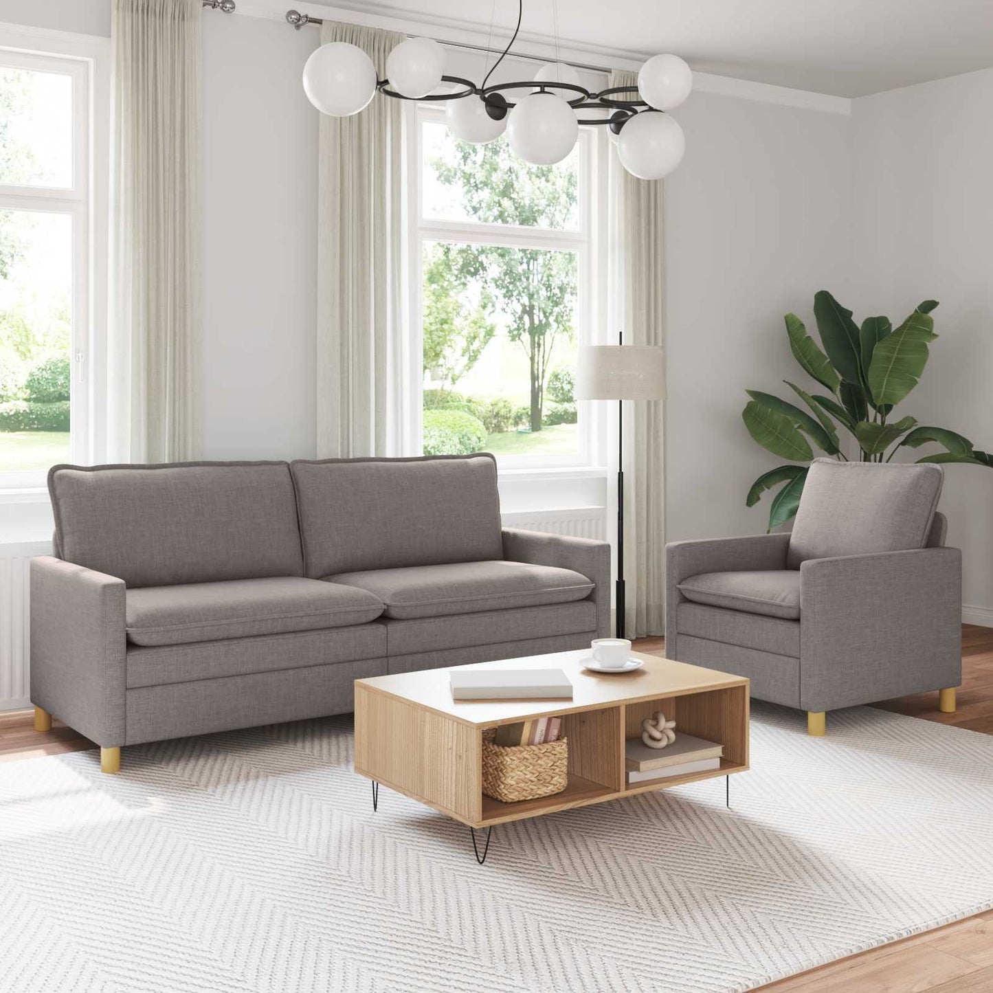 Bankstel 2 st Taupe Stof