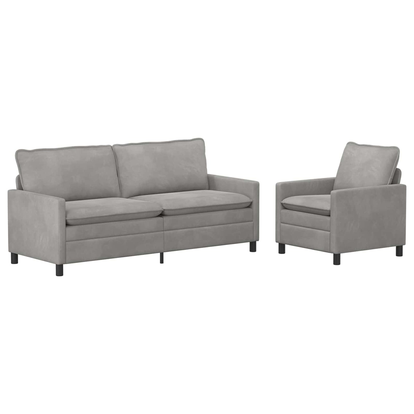 Bankstel 2 pcs Lichtgrijs Fluweel