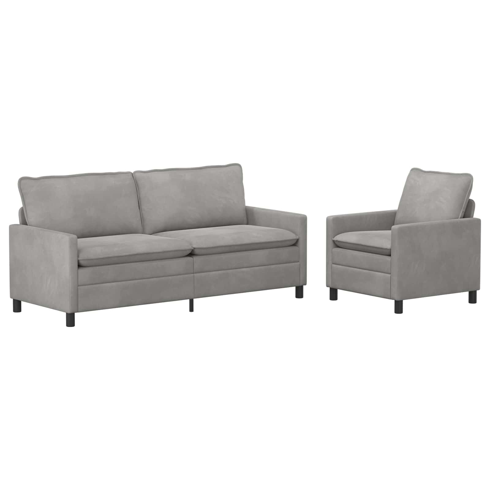 Bankstel 2 pcs Lichtgrijs Fluweel