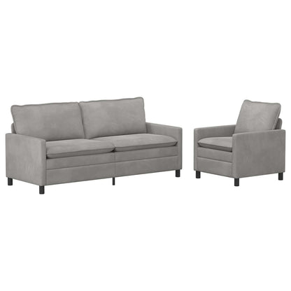 Bankstel 2 pcs Lichtgrijs Fluweel
