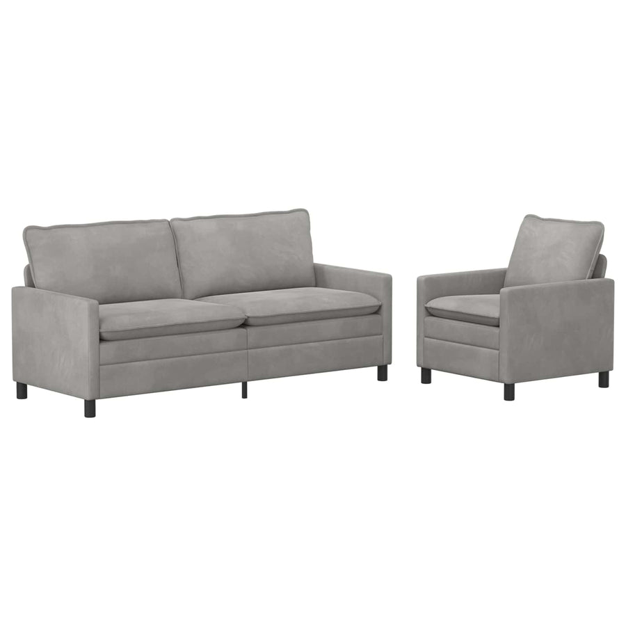 Bankstel 2 pcs Lichtgrijs Fluweel