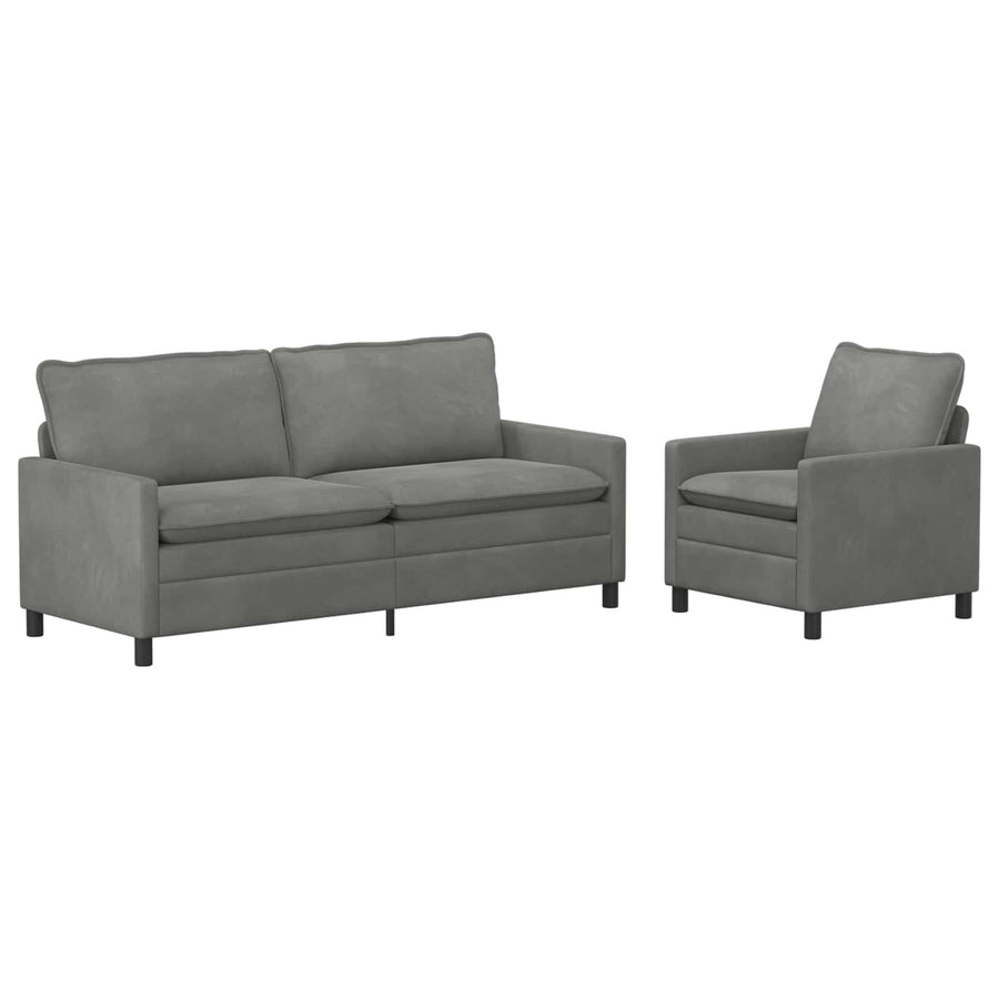 Bankstel 2 pcs Donkergrijs Fluweel
