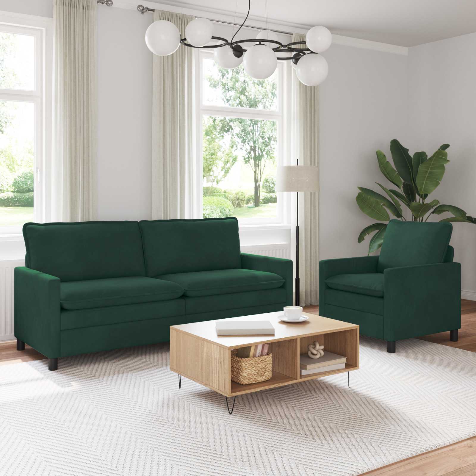 Bankstel 2 pcs Donkergroen Fluweel