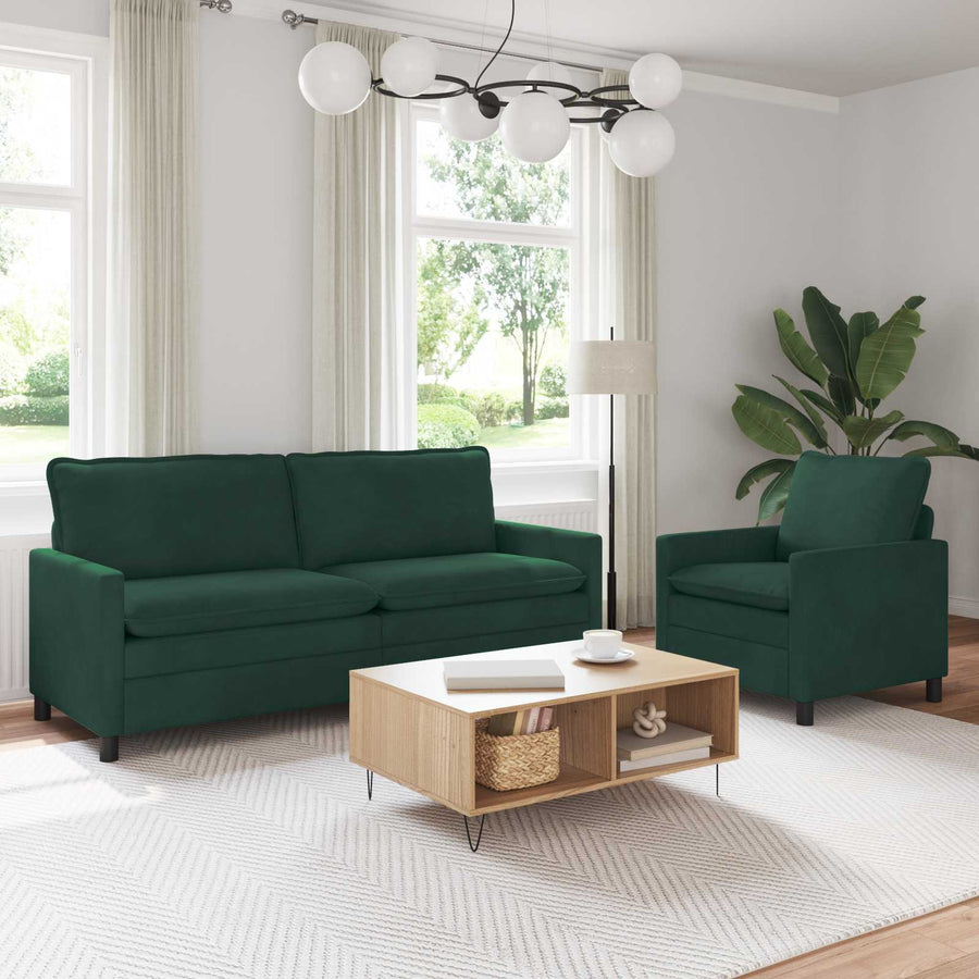 Bankstel 2 pcs Donkergroen Fluweel