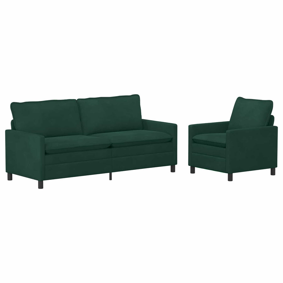 Bankstel 2 pcs Donkergroen Fluweel