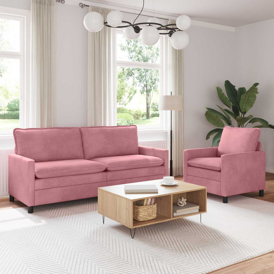Bankstel 2 pcs Roze Fluweel