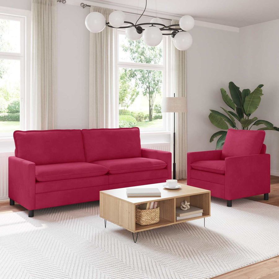 Bankstel 2 pcs Wijnrood Fluweel