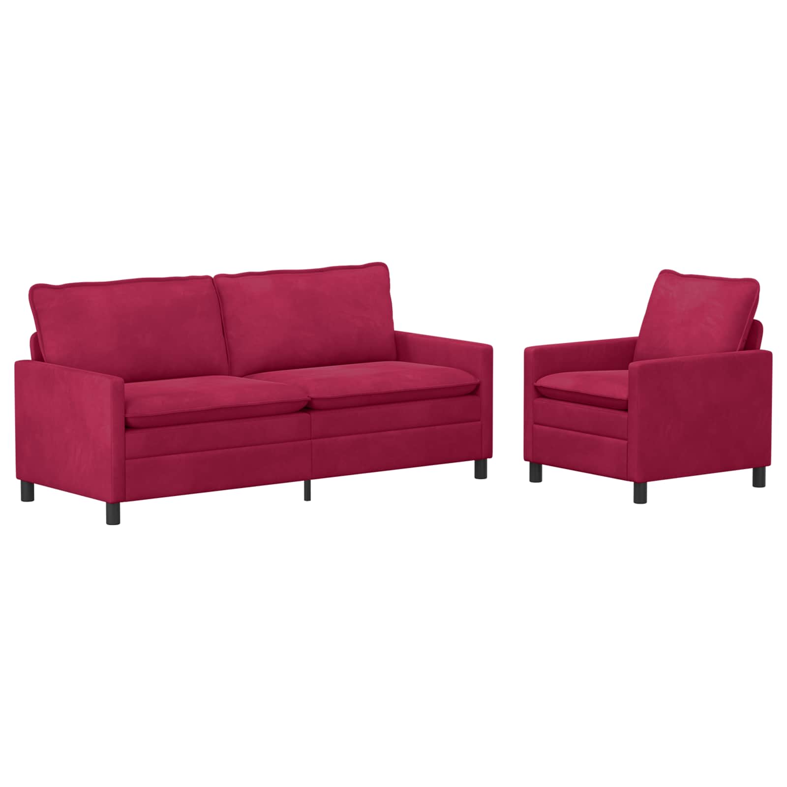 Bankstel 2 pcs Wijnrood Fluweel