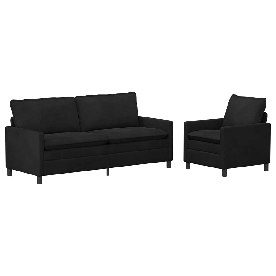 Bankstel 2 pcs Zwart Fluweel