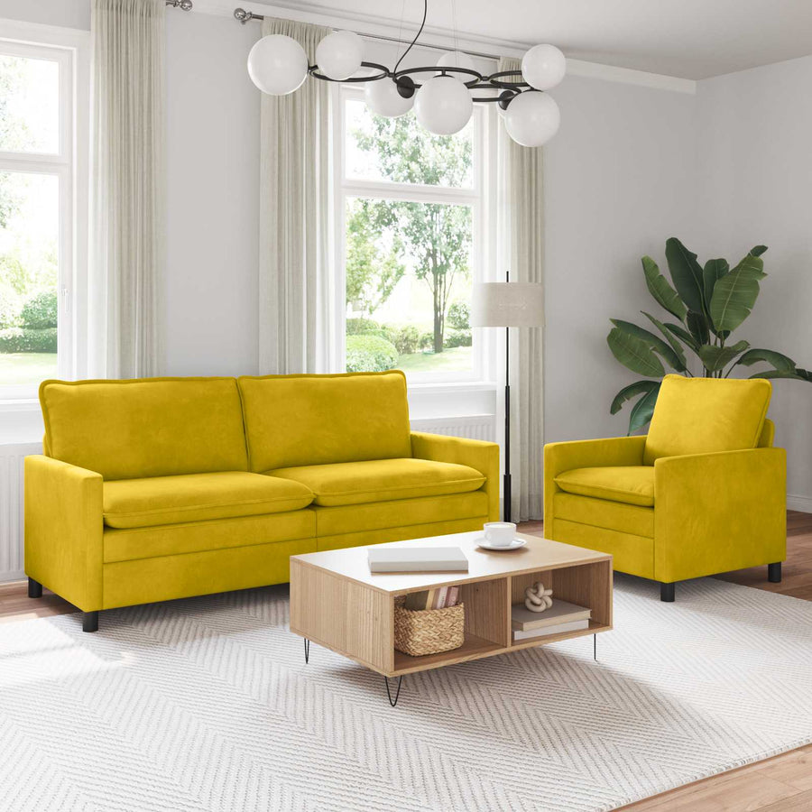 Bankstel 2 pcs Geel Fluweel