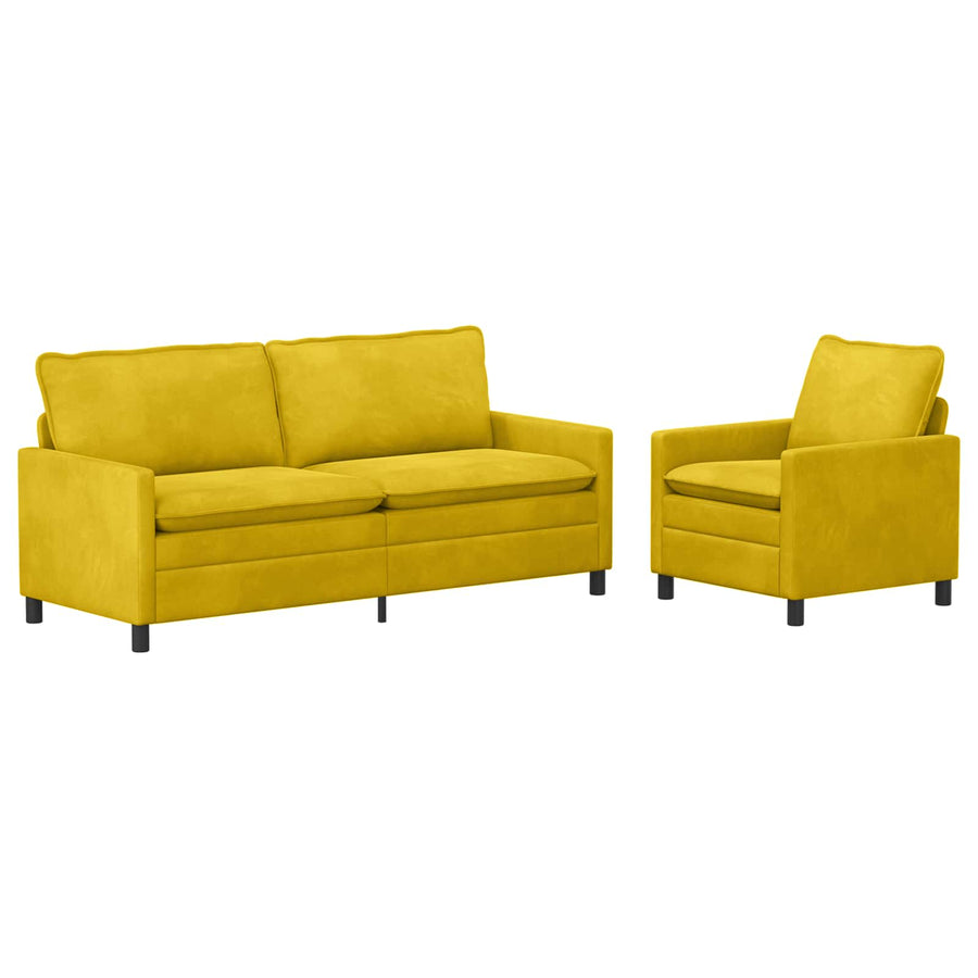Bankstel 2 pcs Geel Fluweel