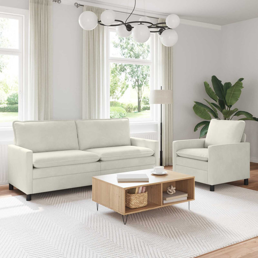 Bankstel 2 pcs Crèmekleurig Fluweel