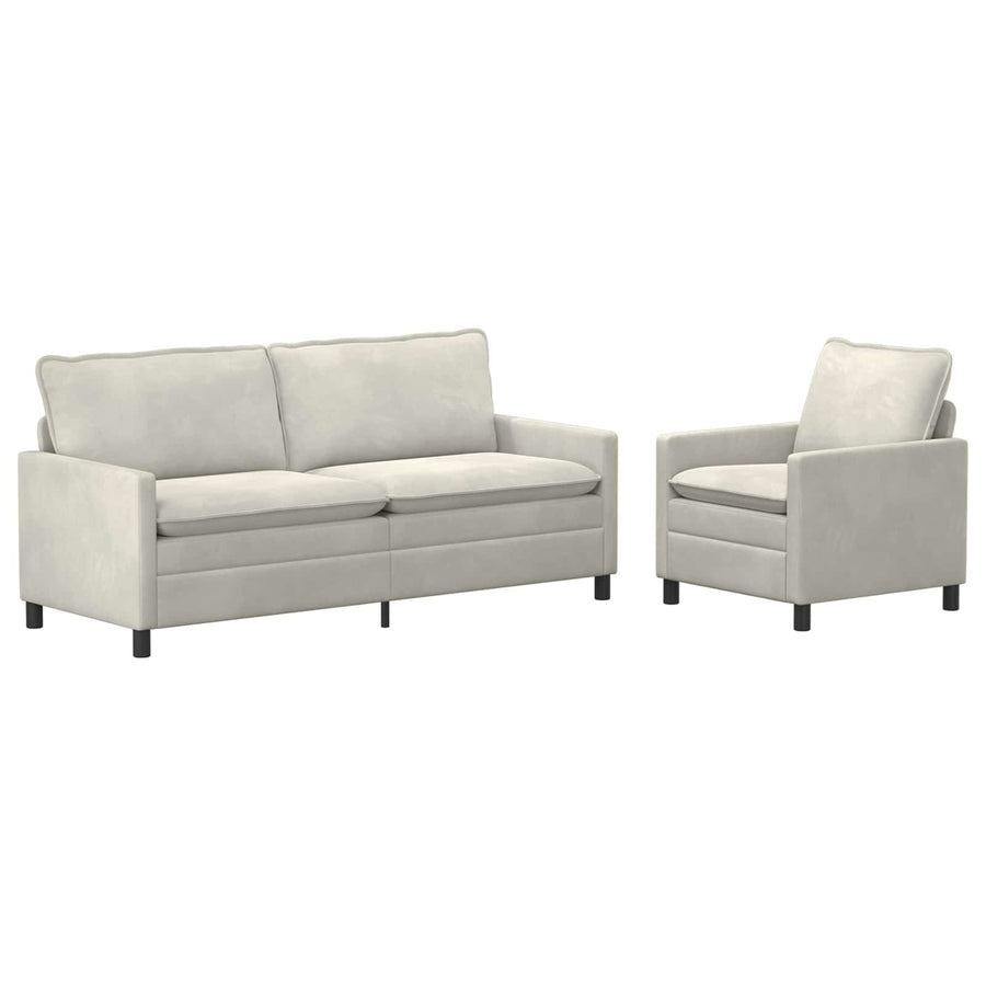 Bankstel 2 pcs Crèmekleurig Fluweel