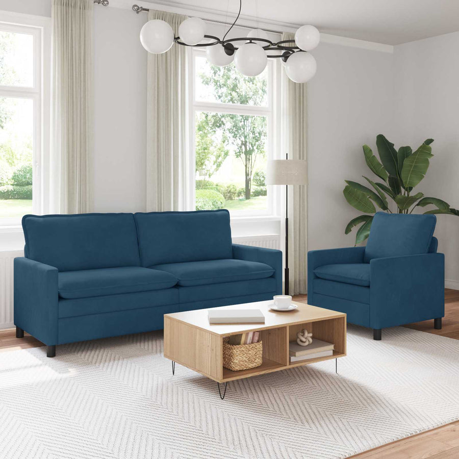 Bankstel 2 pcs Blauw Fluweel