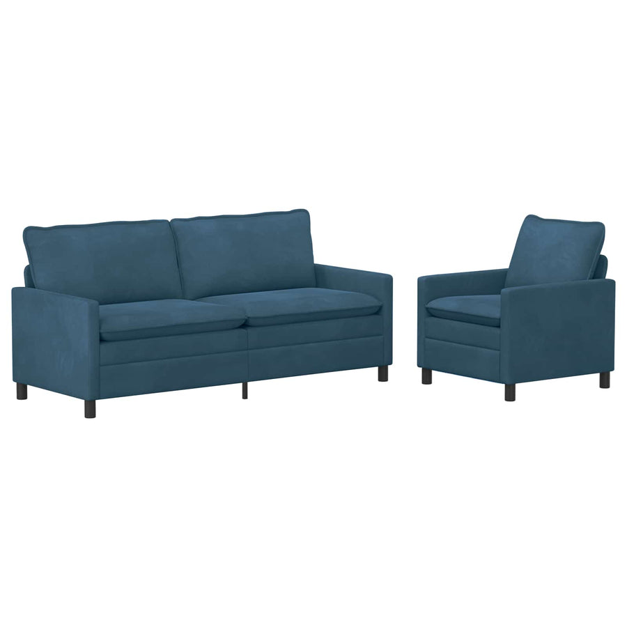 Bankstel 2 pcs Blauw Fluweel