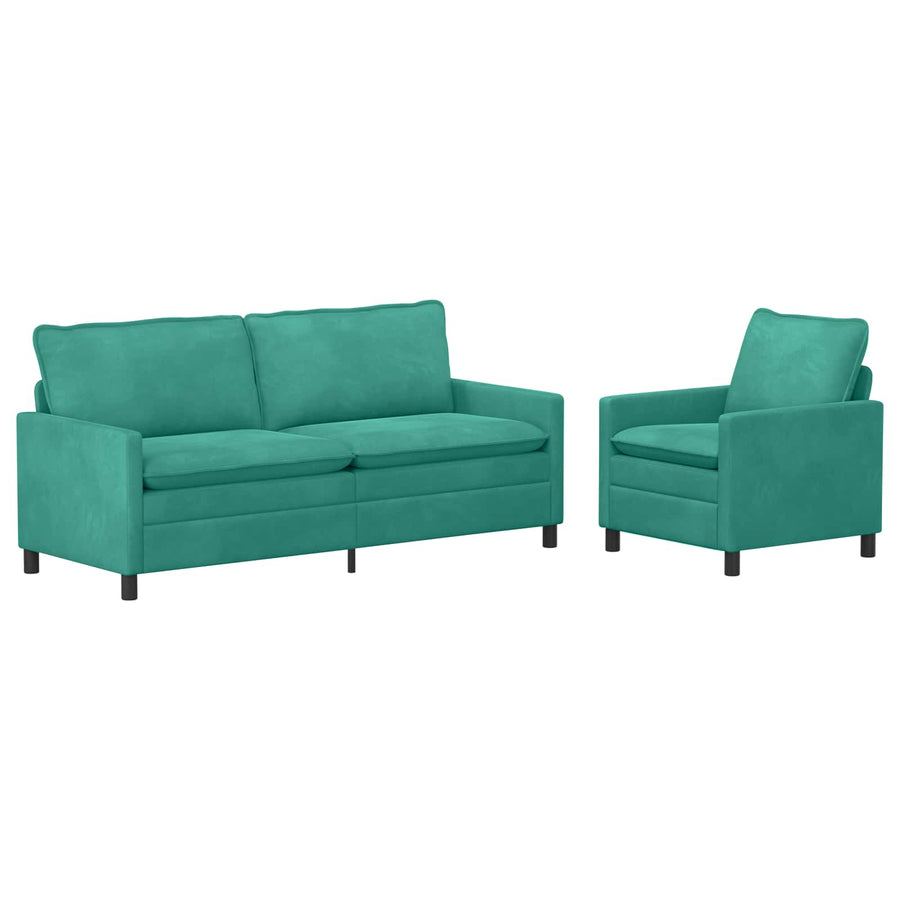 Bankstel 2 pcs Turquoise Fluweel