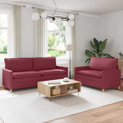 Bankstel 2 st wijnrood stof 196x81x87,5 cm
