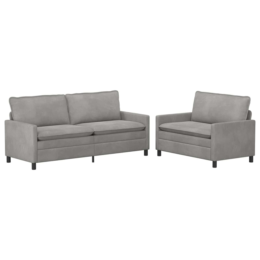 Bankstel 2 pcs Lichtgrijs Fluweel