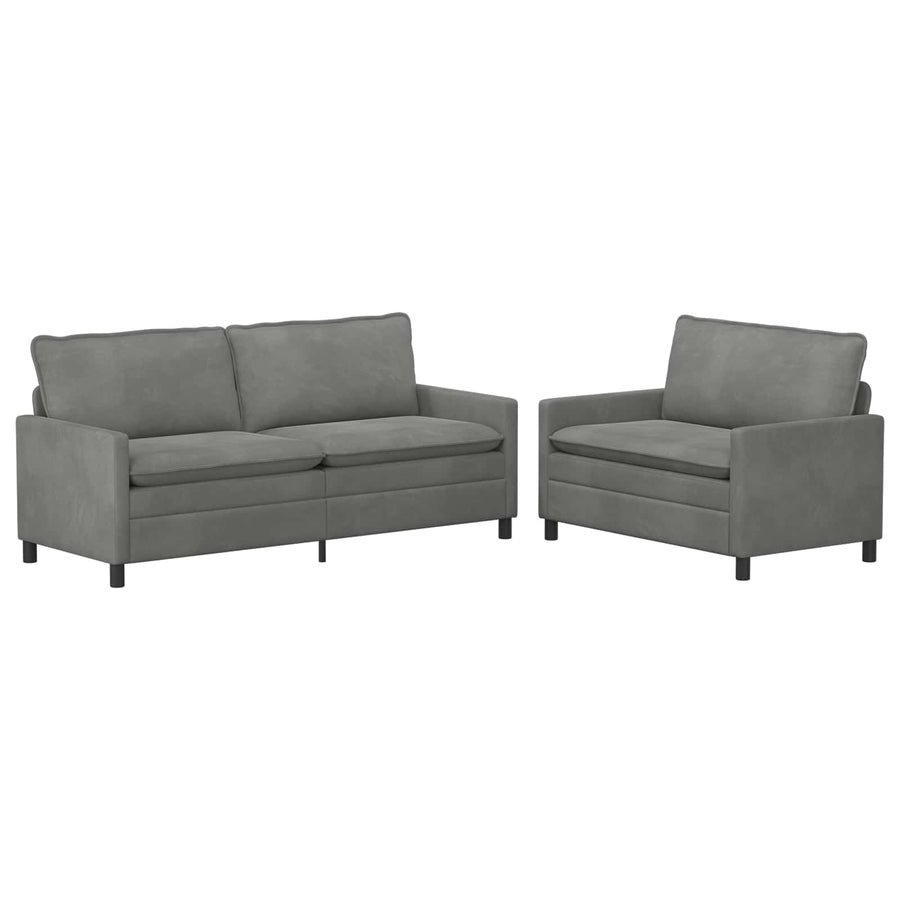 Bankstel 2 pcs Donkergrijs Fluweel