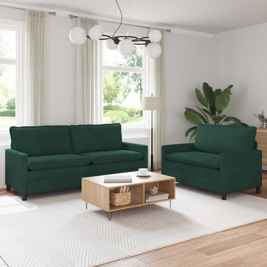 Bankstel 2 pcs Donkergroen Fluweel
