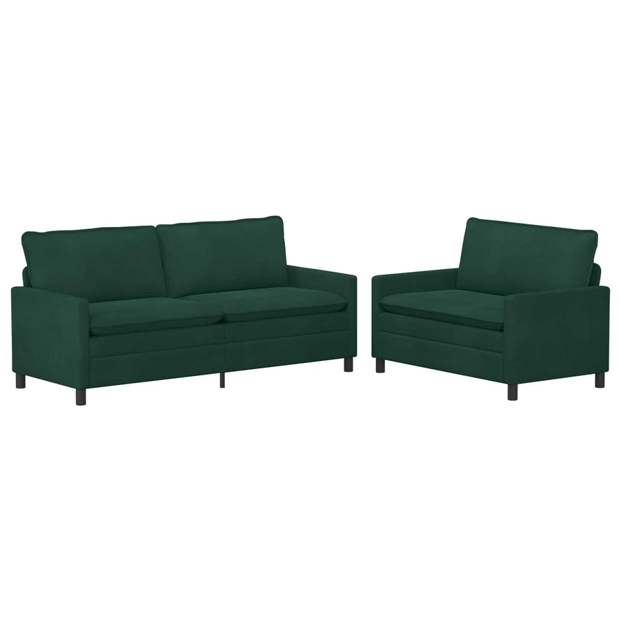 Bankstel 2 pcs Donkergroen Fluweel
