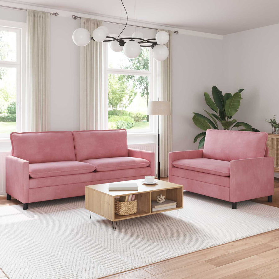 Bankstel 2 pcs Roze Fluweel