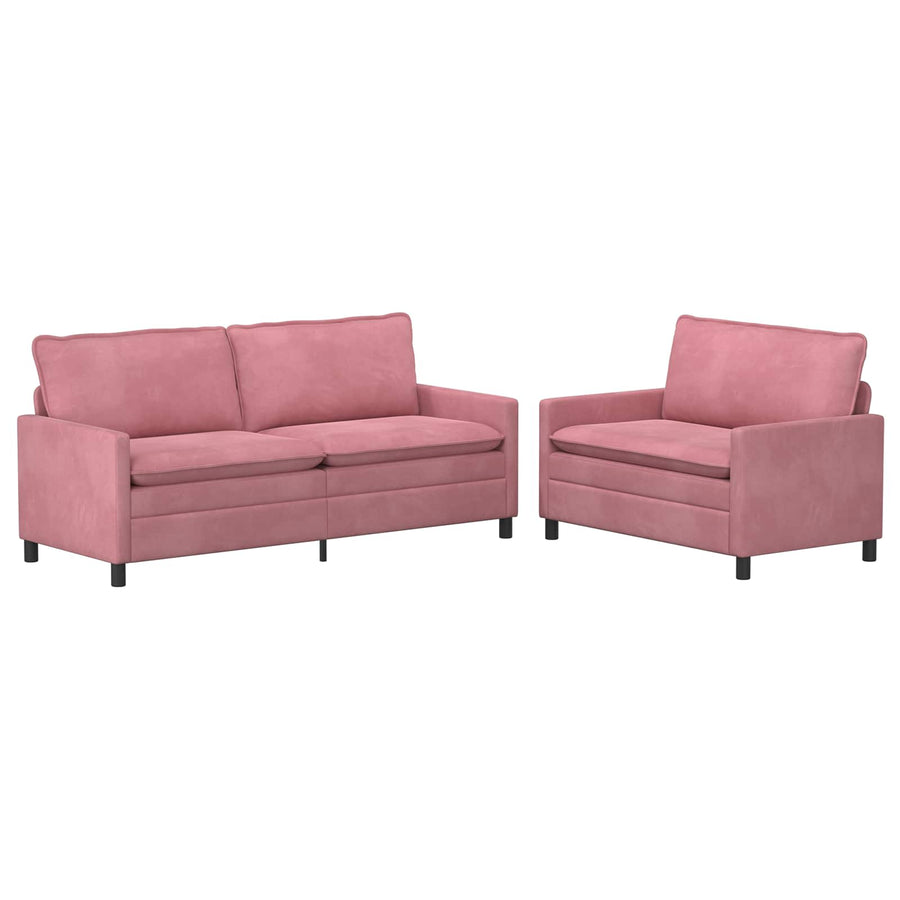 Bankstel 2 pcs Roze Fluweel