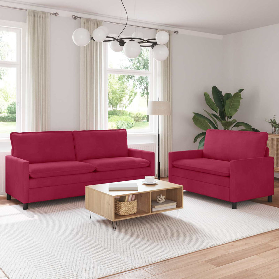 Bankstel 2 pcs Wijnrood Fluweel