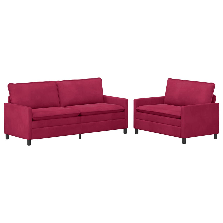 Bankstel 2 pcs Wijnrood Fluweel