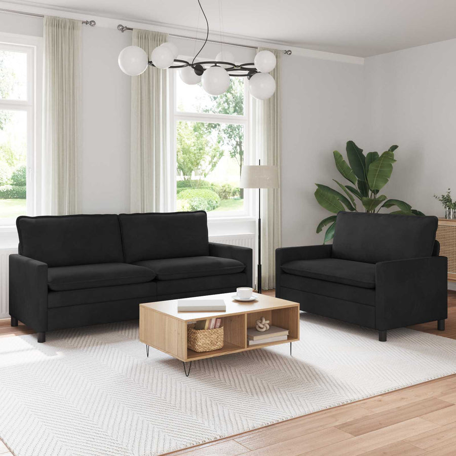 Bankstel 2 pcs Zwart Fluweel