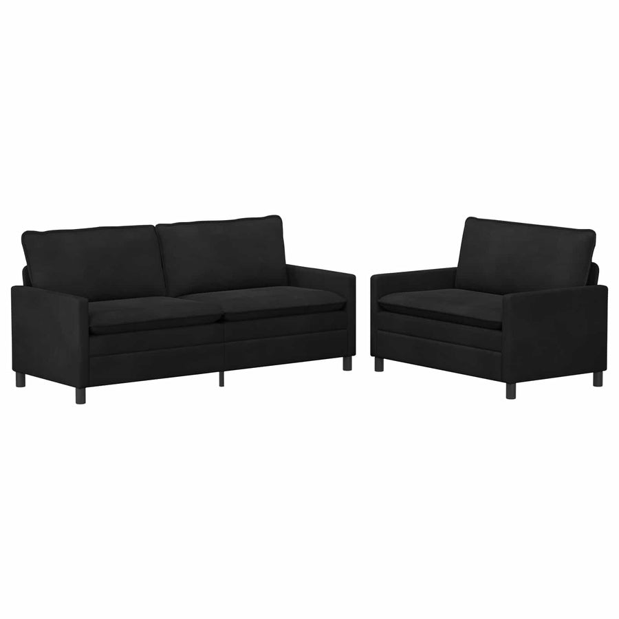 Bankstel 2 pcs Zwart Fluweel