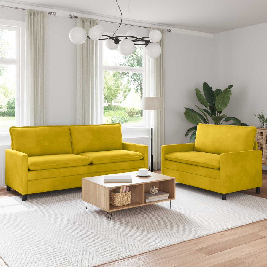 Bankstel 2 pcs Geel Fluweel