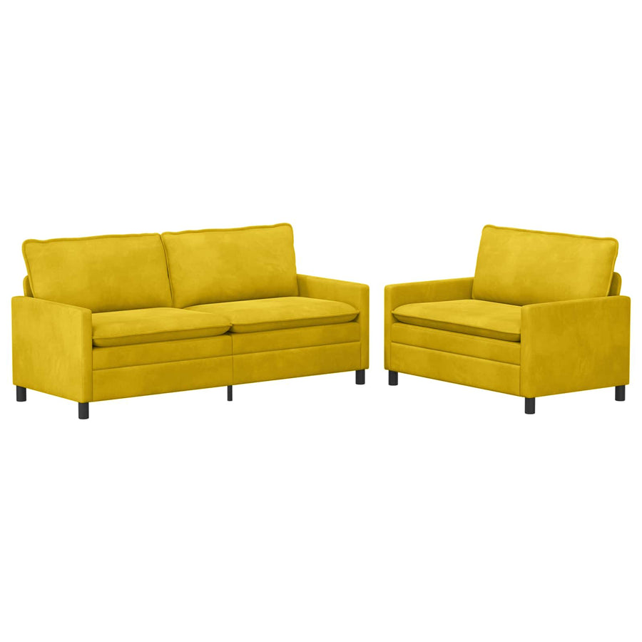 Bankstel 2 pcs Geel Fluweel