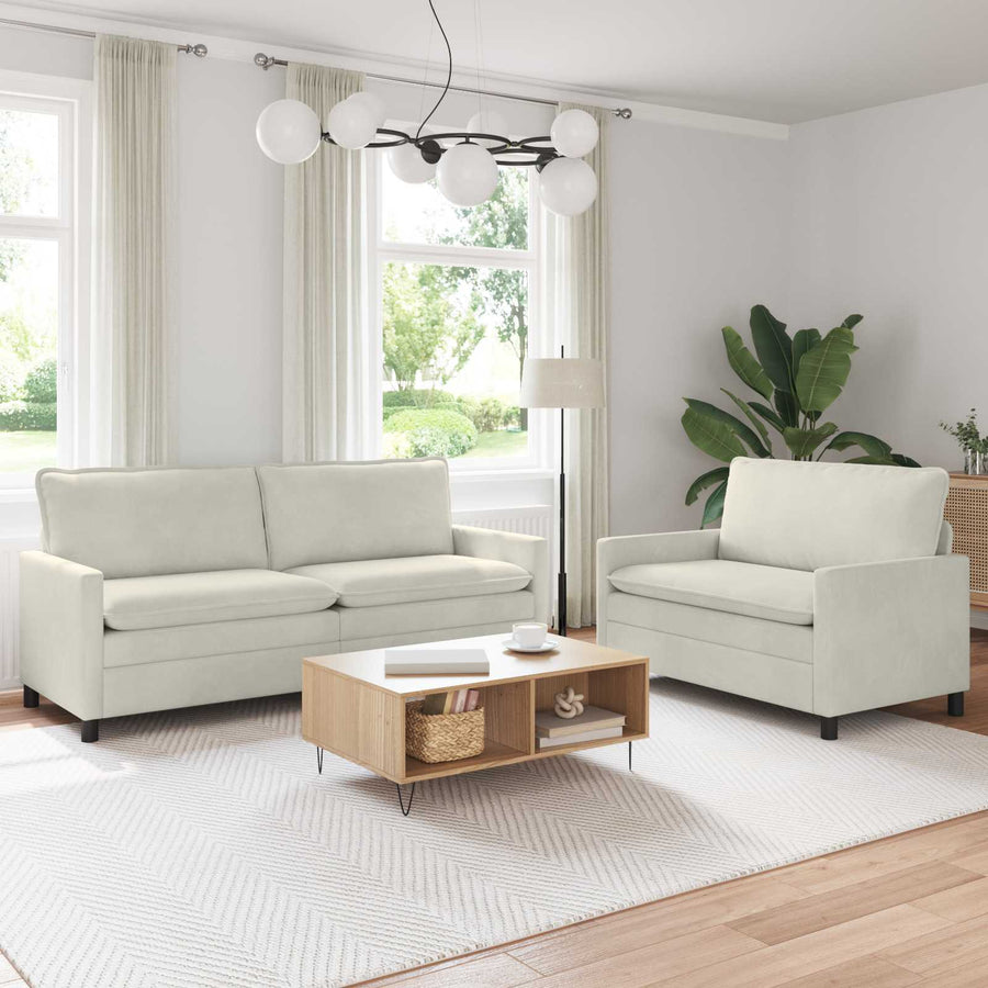 Bankstel 2 pcs Crèmekleurig Fluweel