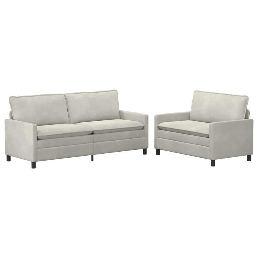 Bankstel 2 pcs Crèmekleurig Fluweel