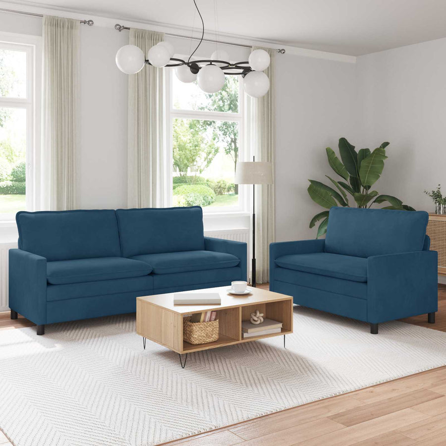 Bankstel 2 pcs Blauw Fluweel