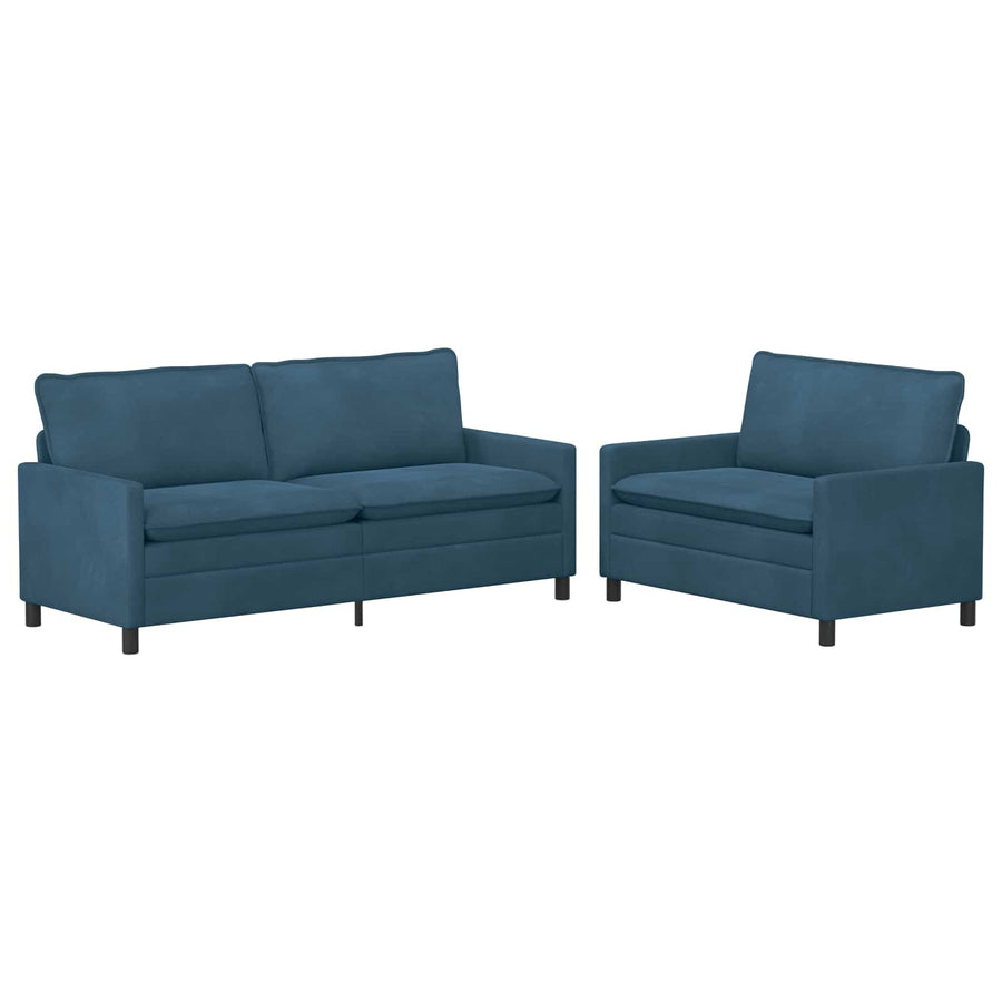 Bankstel 2 pcs Blauw Fluweel